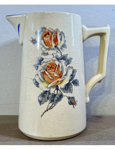 Water jug / Jug - Amandinoise / St. Amand - décor of orange/yellow/grey roses