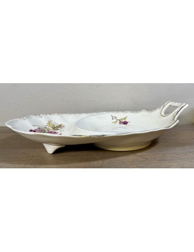 Cup Holder / Cup Tray - with handle - Faiencerie de Jemmapes - for large cup of drink with something tasty