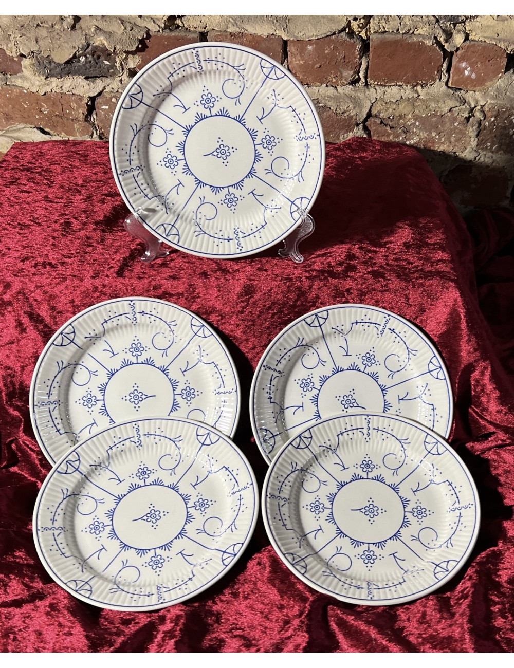 Breakfast plate / Dessert plate - Boch Keramis with black stamp - décor COPENHAGUE in blue