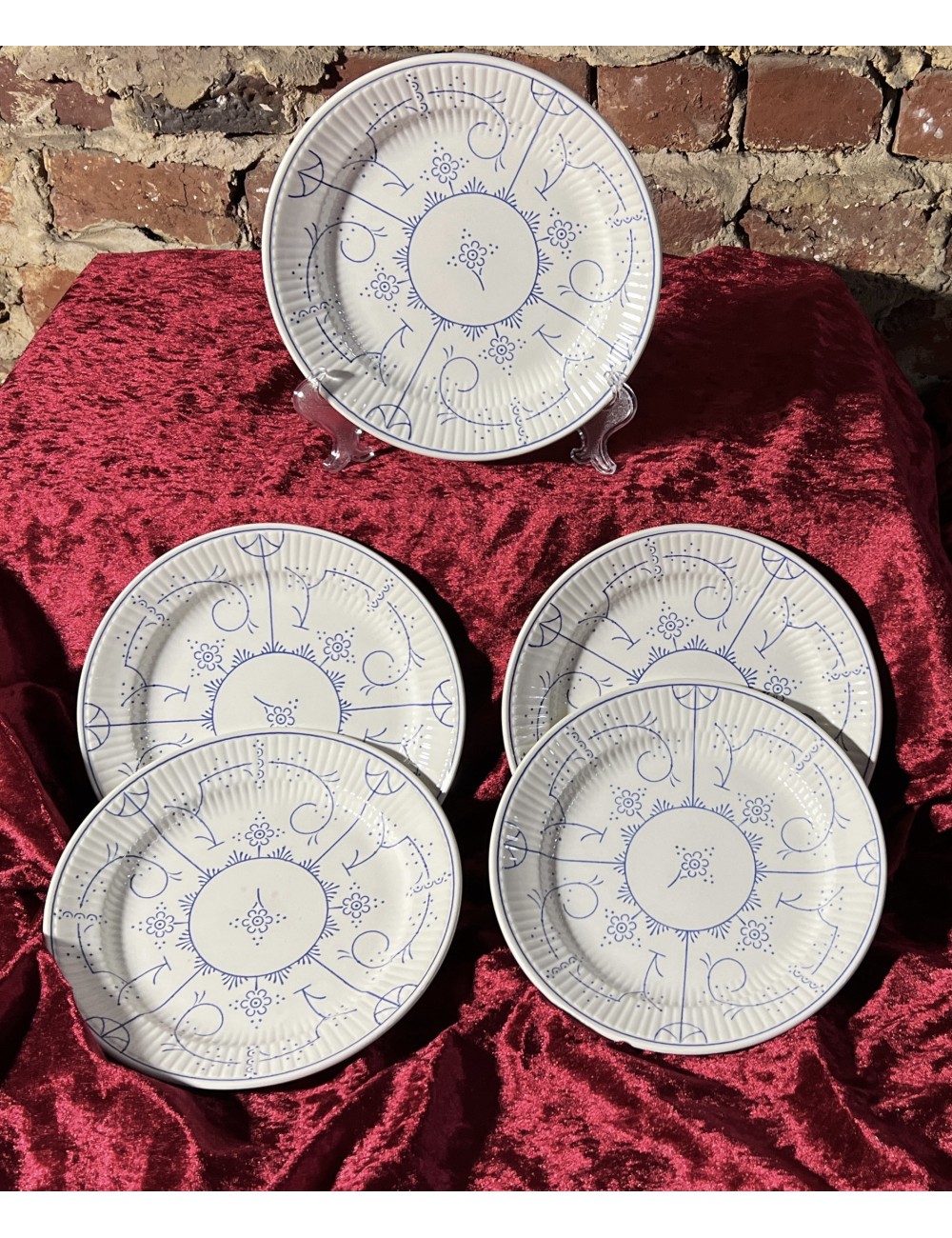 Breakfast plate / Dessert plate - Boch Keramis with blue stamp - décor COPENHAGUE in blue