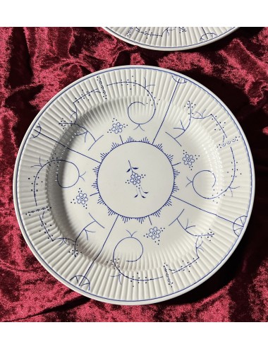 Plate - larger, flat round, model - Boch Keramis with blue stamp - décor COPENHAGUE in blue