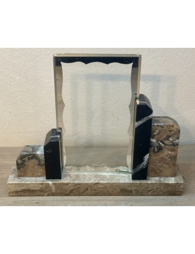 Photo frame / Photo stand - marble model executed in black / brown / gray - double glass with silver frame