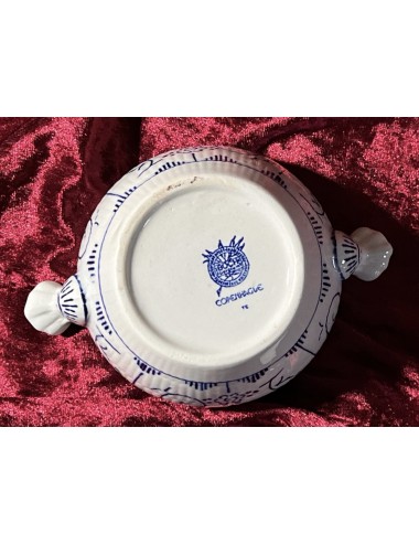 Sugar bowl - Boch Belgium with blue round stamp - décor COPENHAGUE in blue