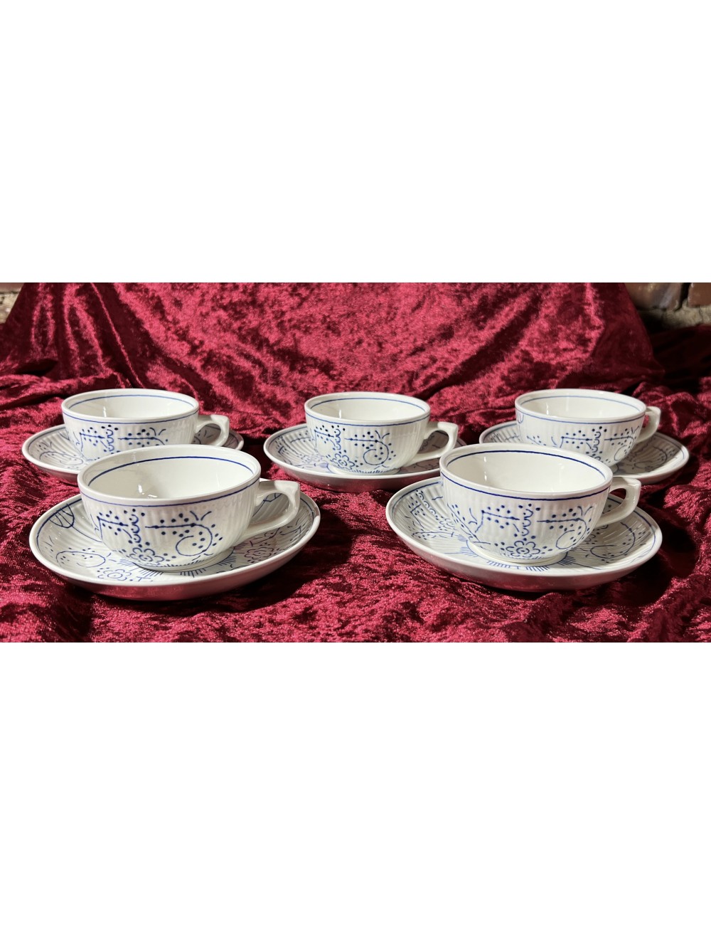 Cup and saucer - Boch Keramis with blue stamp - décor COPENHAGUE in blue