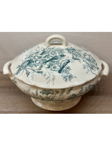 Terinne / Deck dish - Mouzin Lecat & Co - décor of birds on a branch, flowers and insects