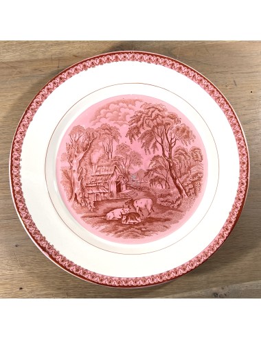 Plate / Dinner plate / Decorative plate - Nimy - décor in pink/dark pink