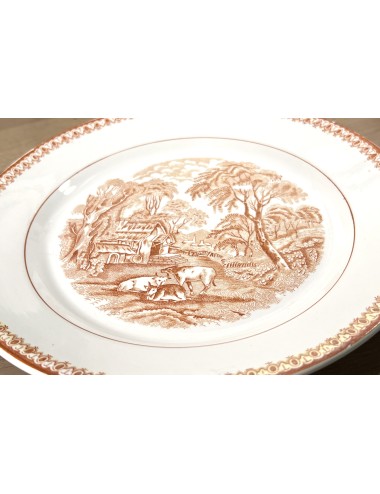 Plate / Dinner plate / Decorative plate - Nimy - décor in brown