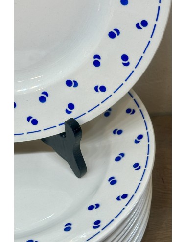 Dinner plate / Dinner plate - Boch - décor with double dots/double dot/double pois executed in blue