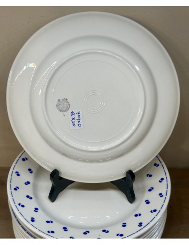 Dinner plate / Dinner plate - Boch - décor with double dots/double dot/double pois executed in blue