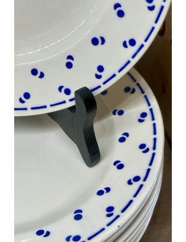 Ontbijtbord / Dessertbord - Boch - décor met dubbele bolletjes/dubbele stip/double pois uitgevoerd in blauw