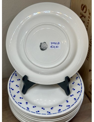 Breakfast plate / Dessert plate - Boch - décor with double balls/double dot/double pois executed in blue