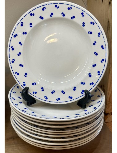 Deep plate / Soup plate / Pasta plate - Boch - décor with double dots/double dot/double pois executed in blue