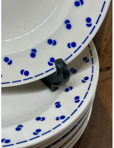 Deep plate / Soup plate / Pasta plate - Boch - décor with double dots/double dot/double pois executed in blue