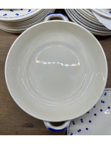 Terinne / Deck dish - Boch - décor with double dots/double dot/double pois executed in blue