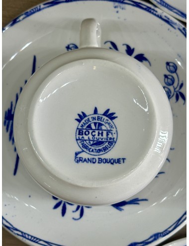 Cup and saucer - Boch - décor GRAND BOUQUET executed in blue - shape NAMUR