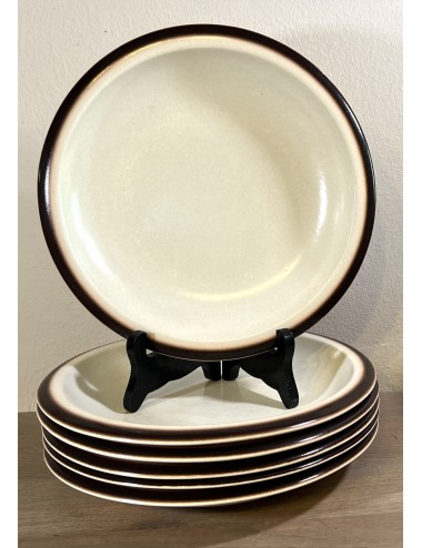 Deep plate / Soup plate / Pasta plate - Boch - décor SIERRA (stoneware?) executed in cream with a brown rim - shape MENUET