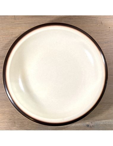 Diep bord / Soepbord / Pastabord - Boch - décor SIERRA (stoneware?) uitgevoerd in crème met een bruine rand - vorm MENUET