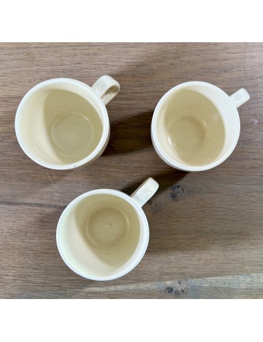 Espresso kopje / Mokka kopje - zonder schotel - Boch - décor SIERRA (stoneware?) uitgevoerd in crème met een bruine rand