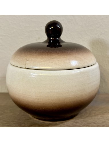 Sugar bowl - Boch - décor SIERRA (stoneware?) executed in cream with a brown rim - shape MENUET
