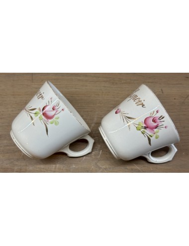 Mug / Large cup - Societe Ceramique Maestricht - part of a wedding service with flower décor and text ESPOIR