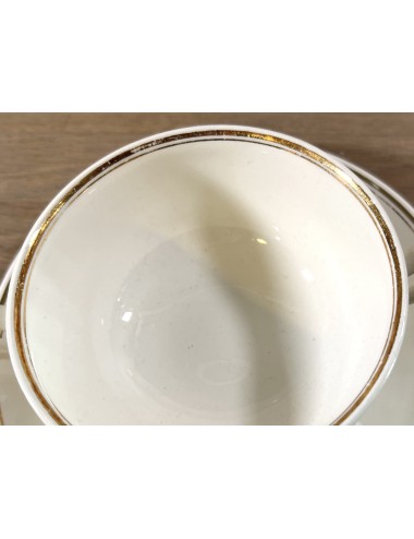 Soup bowl / Soup cup - Petrus Regout - décor in cream color with gold color lines on the edges