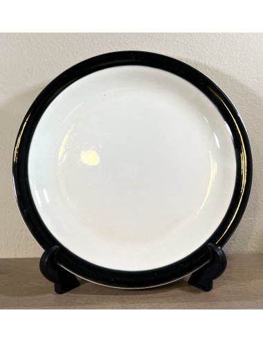 Dinerbord / Eetbord - Ceramique Maastricht - décor van een crème/wit binnendeel met een zwarte rand