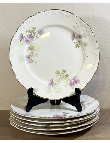Breakfast plate / Dessert plate - Petrus Regout - model WILHELMINA - décor 272 with lilac flowers