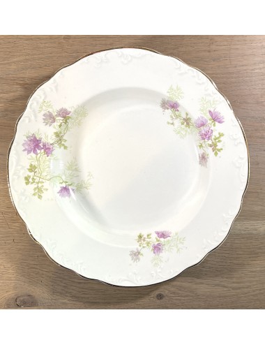 Deep plate / Soup plate / Pasta plate - Petrus Regout - model WILHELMINA - décor 272 with lilac flowers