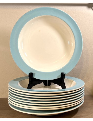 Deep plate / Soup plate / Pasta plate - Boch Keralux - décor with a light blue pastel border