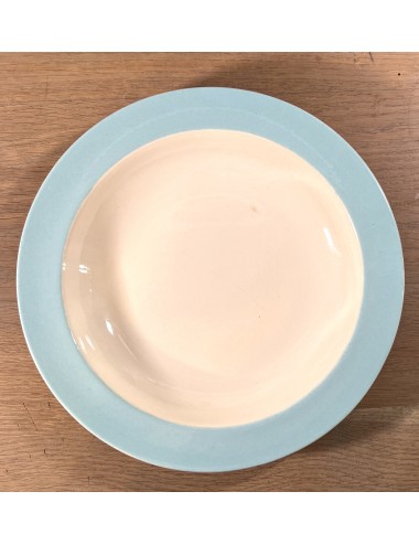 Deep plate / Soup plate / Pasta plate - Boch Keralux - décor with a light blue pastel border