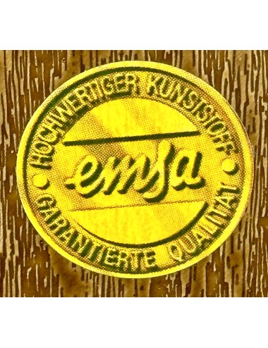 Uienbak / Knoflookbak - EMSA - uitgevoerd in kunststof, bruin gekleurd met gele en rode bloemen