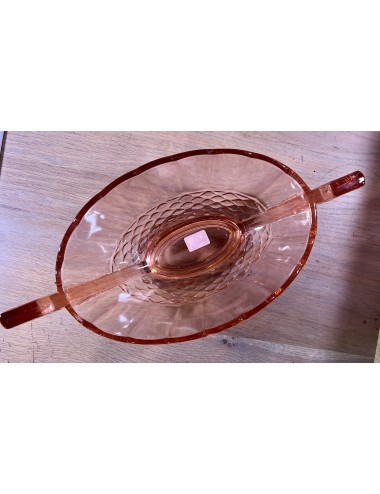 Fruitschaal / Sierschaal - ongemerkt - gemaakt van zalmroze geperst glas