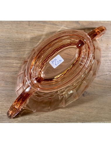 Fruitschaal / Sierschaal - ongemerkt - gemaakt van zalmroze geperst glas