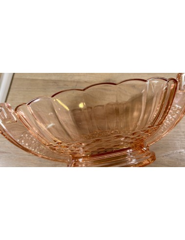 Fruit bowl / Decorative bowl - unmarked - made of salmon pink pressed glass