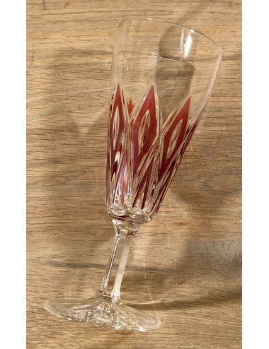 Glass / Champagne glass on foot - VMC Reims (Verreries Mècaniques Champenoises) - Harlequin in red