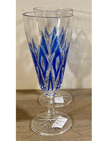 Glas / Champagneglas op voet - VMC Reims (Verreries Mècaniques Champenoises) - Harlequin in blauw