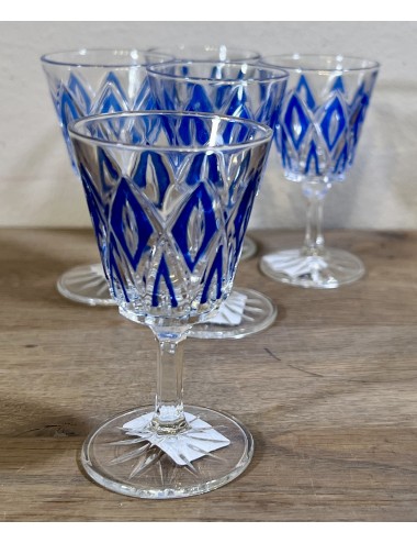 Glas / Likeurglas op voet - VMC Reims (Verreries Mècaniques Champenoises) - Harlequin in donkerblauw