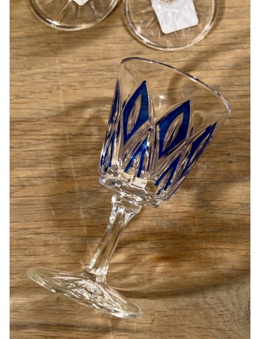 Glas / Likeurglas op voet - VMC Reims (Verreries Mècaniques Champenoises) - Harlequin in donkerblauw