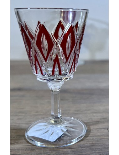 Glas / Likeurglas op voet - VMC Reims (Verreries Mècaniques Champenoises) - Harlequin in rood