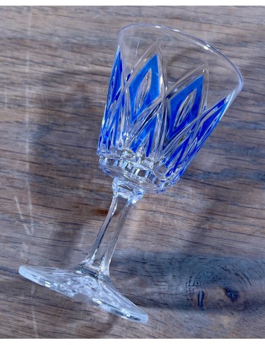 Glas / Likeurglas op voet - VMC Reims (Verreries Mècaniques Champenoises) - Harlequin in (lichter) blauw