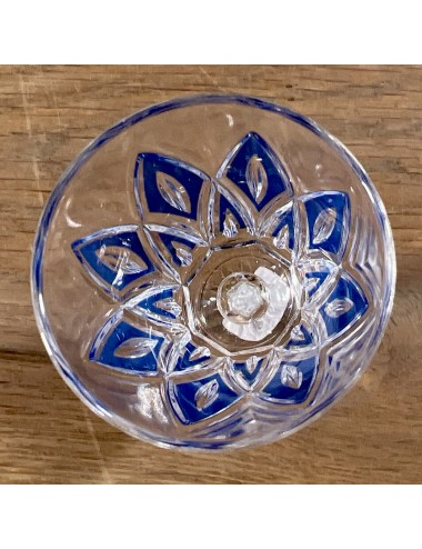 Glass / Liqueur glass on foot - VMC Reims (Verreries Mècaniques Champenoises) - Harlequin in (lighter) blue