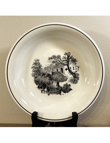 Deep plate / Soup plate / Pasta plate - Boch - décor LANDSCAPE executed in black