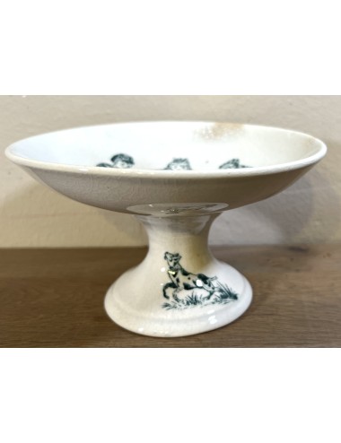 Tazza / Presentation bowl - high base - unmarked - part children's service - décor in green