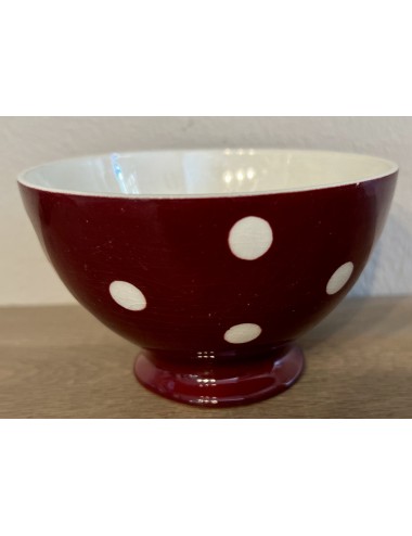 Rinse bowl / Bowl - B.F.K. (Boch Frères Keramis) - décor PASTILLES in dark red with polka dots