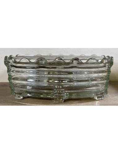 Rechaud / Double Tea Light - Verkade Waxine - made of heavy glass with chrome-plated metal lid