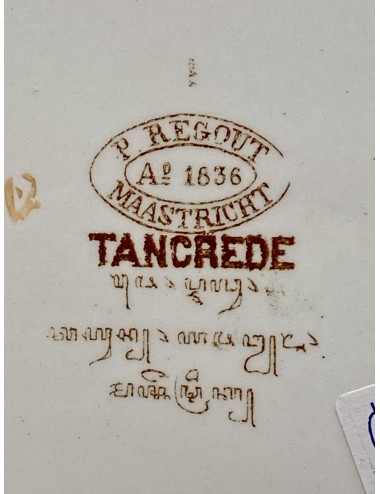 Bord - groot - Petrus Regout - decor TANCREDE bruin met luster - met Oud-Javaans schrift