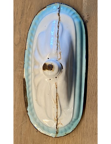 Fonteintje / waterfonteintje -3-delig hangend model met onderbak in schelpvorm en kraantje - JAPY (Frankrijk) - emaille