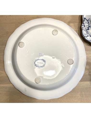 Schaal / charger / chop plate for meat - heel groot en diep - Minton & Co - décor MONA blauw