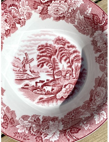 Schaal, rond - dieper model - Woods Ware - Wood & Sons - Enoch Woods - decor ENGLISH SCENERY rood