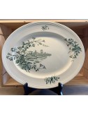 Platter oval - B.F. / Boch Freres - décor COTAGE green on cream surface